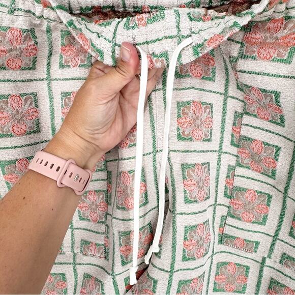 Pleasures Slippy Easy Pant Tapestry Floral Jaquard Pull On Drawstring In Cream L - Picture 10 of 16